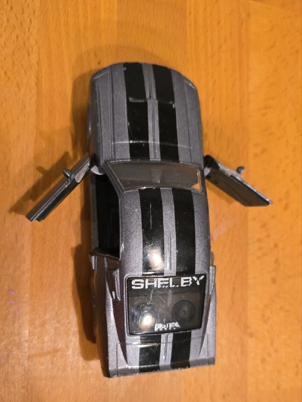 Diecast Shelby GT 500 Toy Car - Metallic Gray with Black Stripes